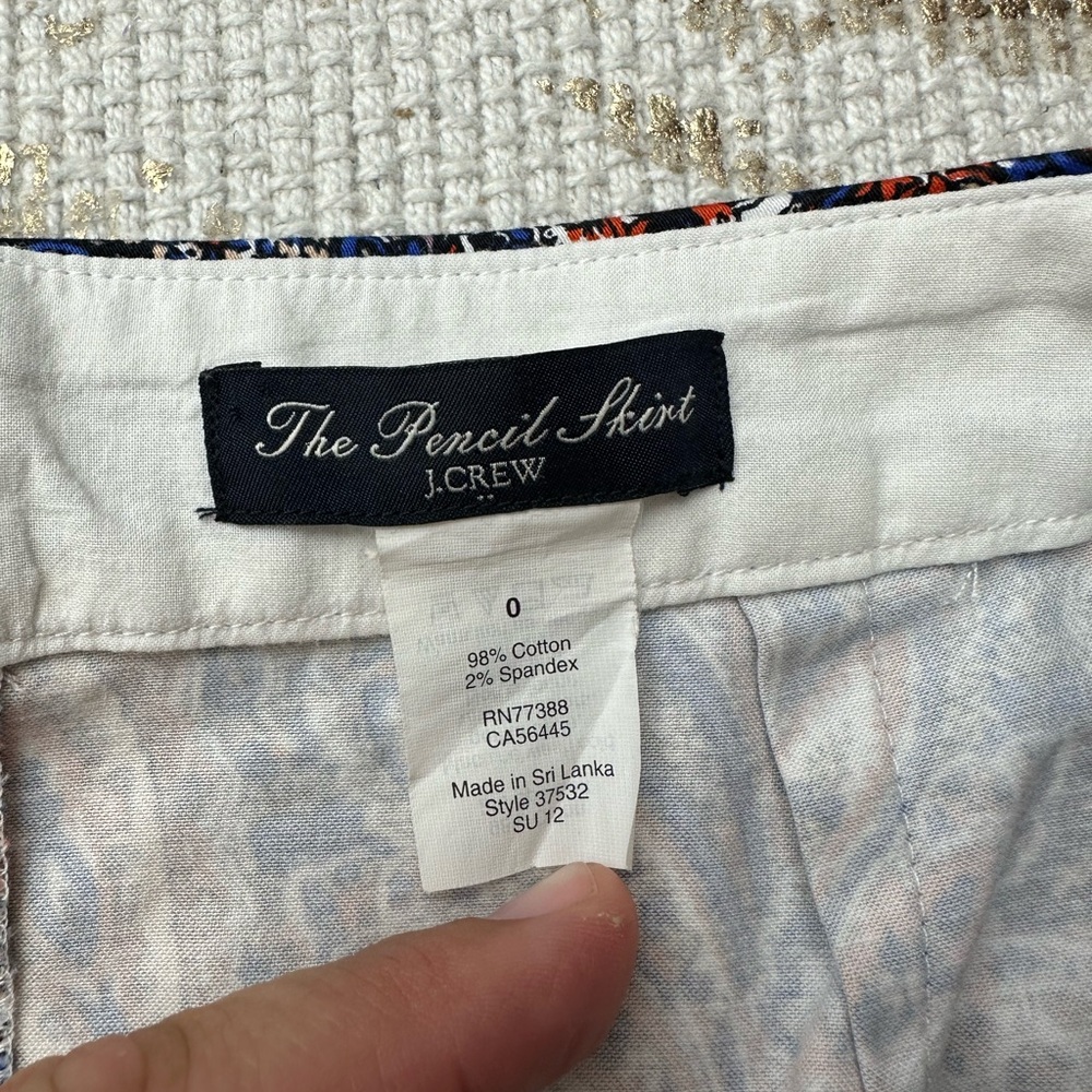 J. CREW Orange, Blue, White & Black Paisley Pencil Skirt | Size 0 - Picture 7 of 9